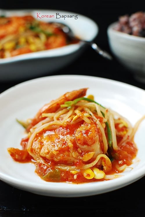 Agujjim (Spicy Braised Monkfish with Soybean Sprouts) Korean Bapsang