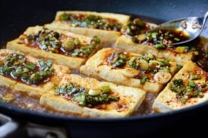 Braising Korean tofu