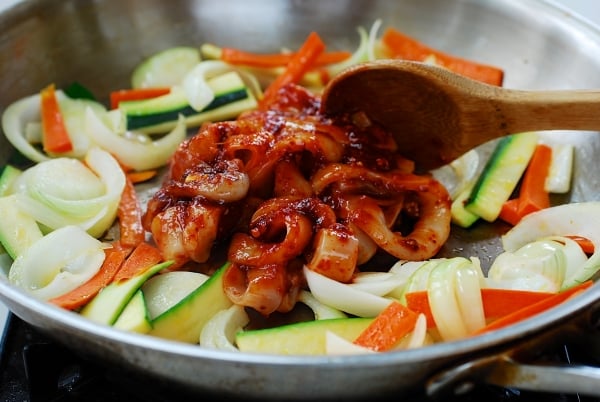 DSC 0032 600x402 - Ojingeo Bokkeum (Korean Spicy Stir-fried Squid)