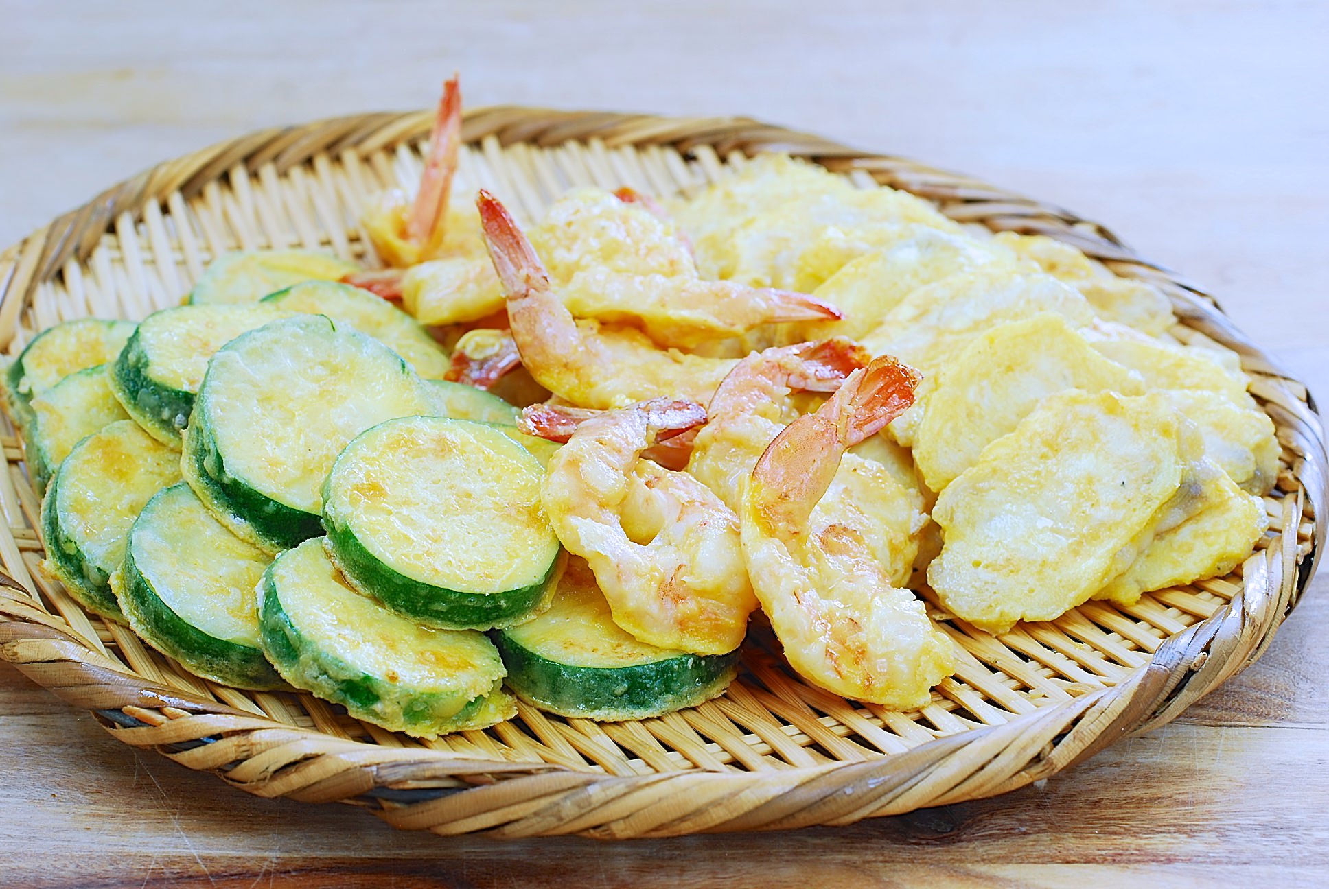 Modeumjeon (Fish, Shrimp and Zucchini Pan-fried in Egg Batter)