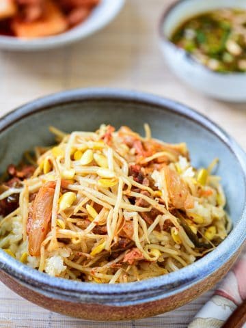 Korean rice bowl made with soybean sprouts