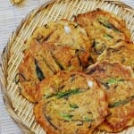 Nokdu bindaetteok (Korean savory pancakes made with mung bean batter)
