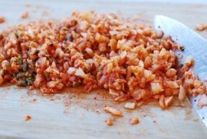 Chopped kimchi for kimchi mandu