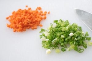 Chopped carrot and scallion for Korean rolled eggs