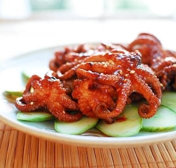 Baby octopus 350x334 - Jjukkumi Gui (Spicy Grilled Baby Octopus)
