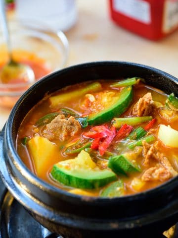 Korean gochujang stew with zucchini and potato
