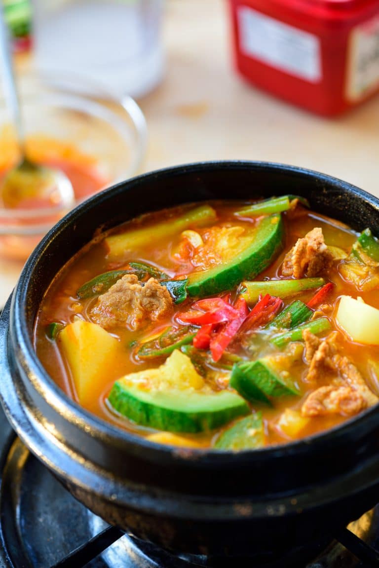 Hobak gochujang jjigae Korean gochujang stew with zucchini and potato