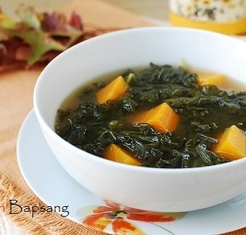 Kale doenjang soup 350x334 - Kale Doenjang Guk (Korean Soybean Paste Soup with Kale)