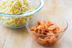 kimchi and soybean sprouts