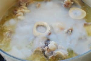 Beef bones being boiled