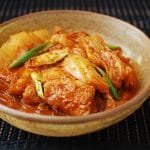 Braised kimchi with pork in a bowl