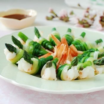 Spring onion tied shrimp and asparagus kfg 350x350 - Saewu Ganghwe (Green Onion Tied Shrimp and Asparagus)