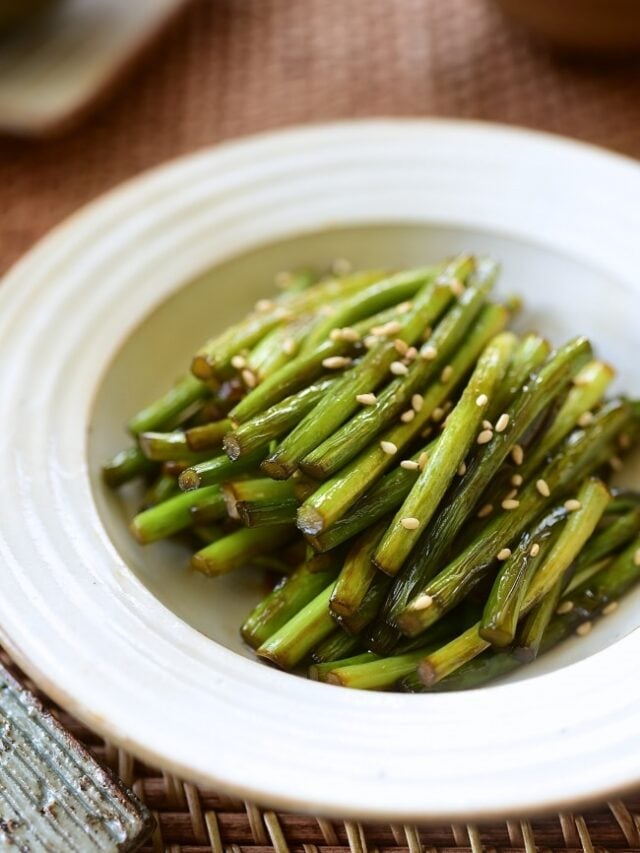 Stirfried Garlic Scapes Korean Bapsang