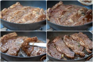 cooking Korean beef short ribs in a pan