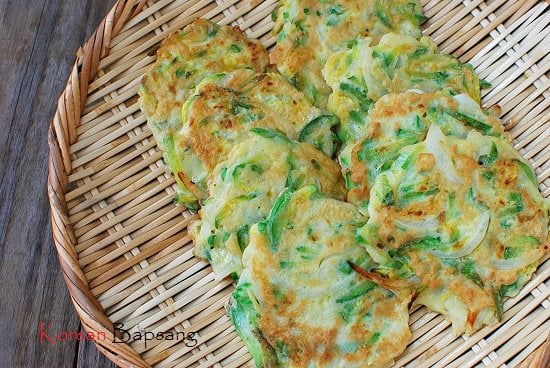 zucchini fritters and egg Pancakes) Buchim Hobak  (Zucchini  Bapsang Korean