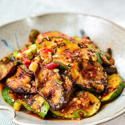 Gaji Hobak Muchim (Grilled Eggplant and Zucchini) DSC1557 500x500 - Gaji Hobak Muchim (Grilled Eggplant and Zucchini)