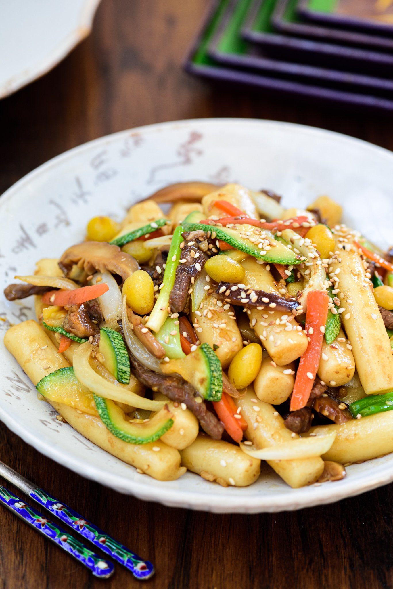 Korean Tteokbokki (떡볶이) with Peppers 