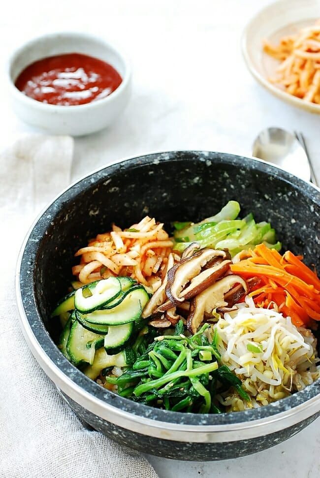 Bibimbap (Korean Rice Bowl with Beef and Vegetables