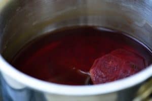 boiling beet in a sauce pan