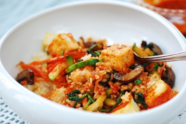 vegan bibimbap with tofu
