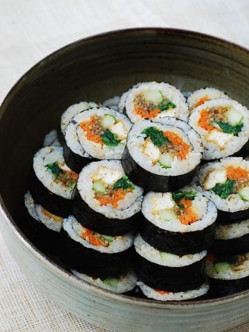 Vegan Kimbap served on a plate