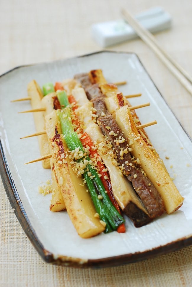 Skewered Beef and Scallions