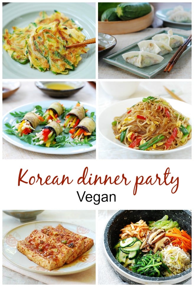 koreansk middagsselskap Vegan-koreansk Middagsselskap Menyer