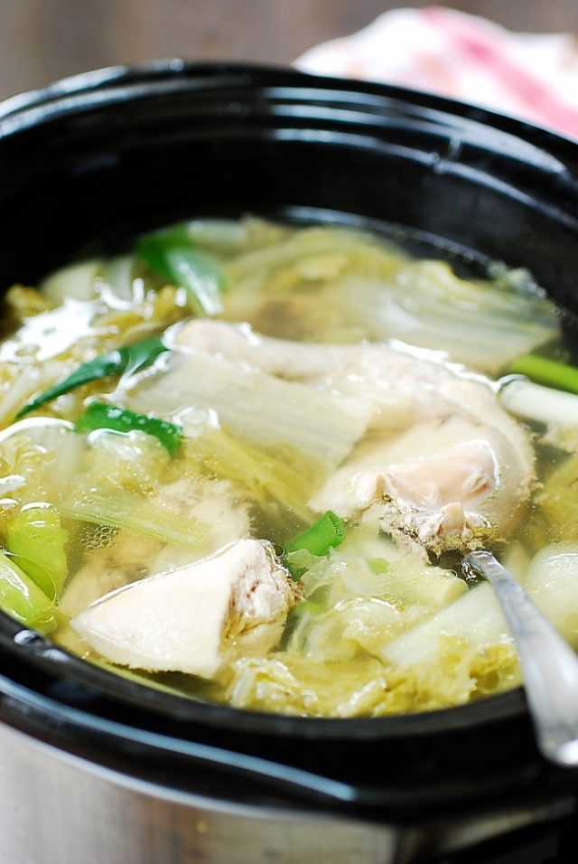 Slow Cooker Chicken Soup with Napa Cabbage Korean Bapsang