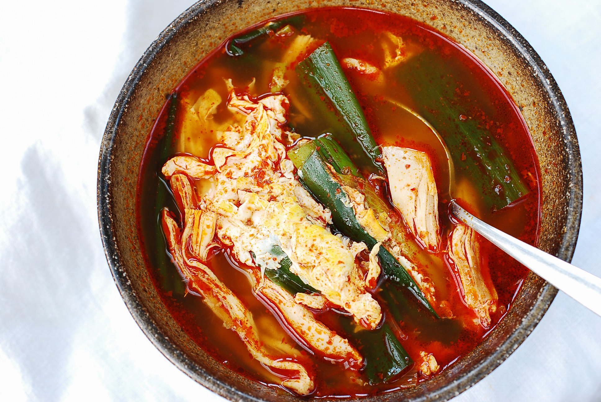 DSC 1852 2 - Dakgaejang (Spicy Chicken Soup with Scallions)