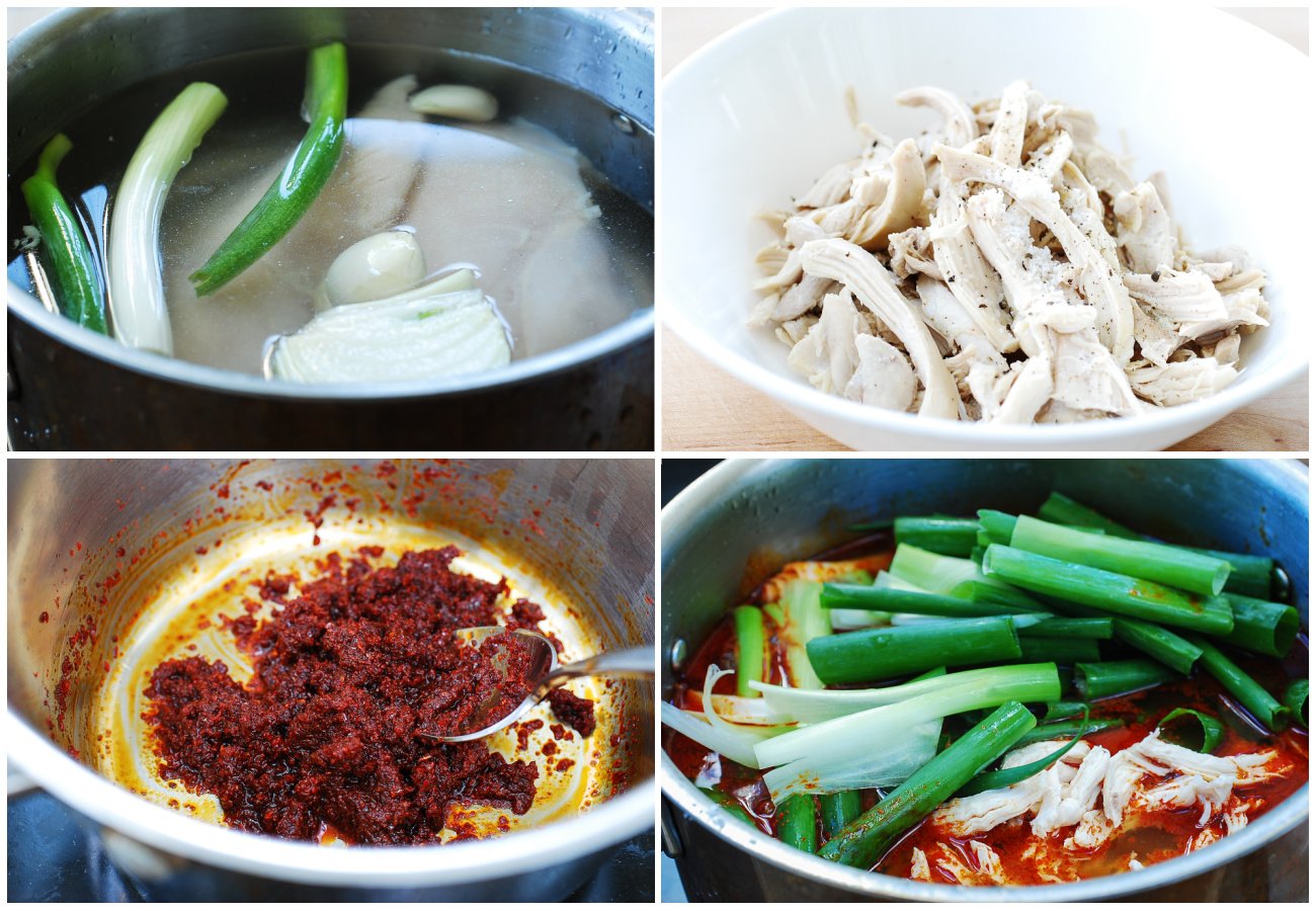 Spicy chicken soup - Dakgaejang (Spicy Chicken Soup with Scallions)