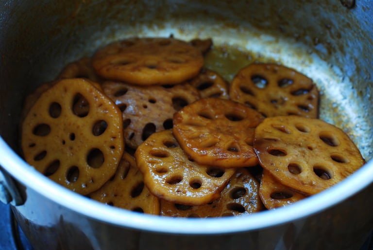 DSC 1878 768x514 - Yeongeun jorim (Sweet Soy Braised Lotus Roots)