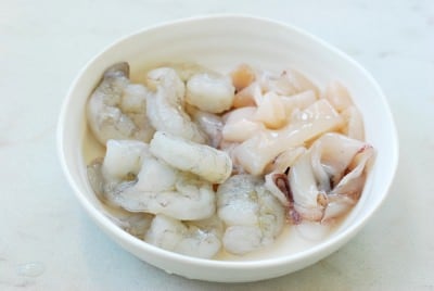 Spicy seafood japchae