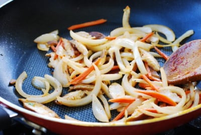Spicy seafood japchae