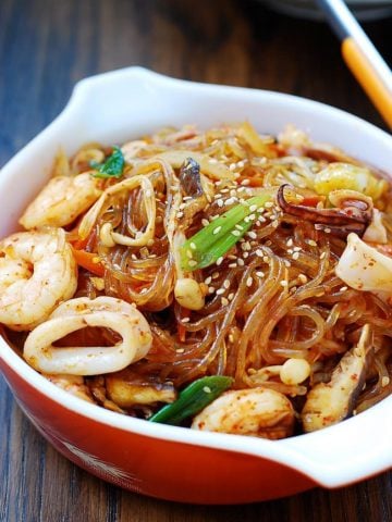 Spicy seafood japchae