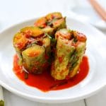 Stuffed cucumber kimchi cut crosswise