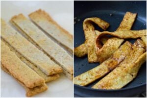 slicing and stir-fring fish cake