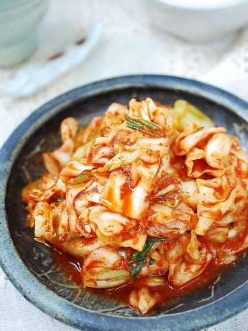 Quick and easy kimchi made with green cabbage