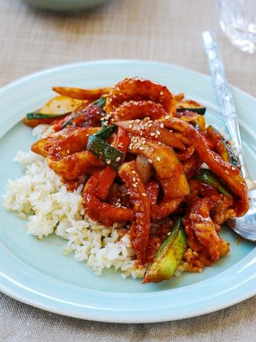 Korean spicy stir-fried squid