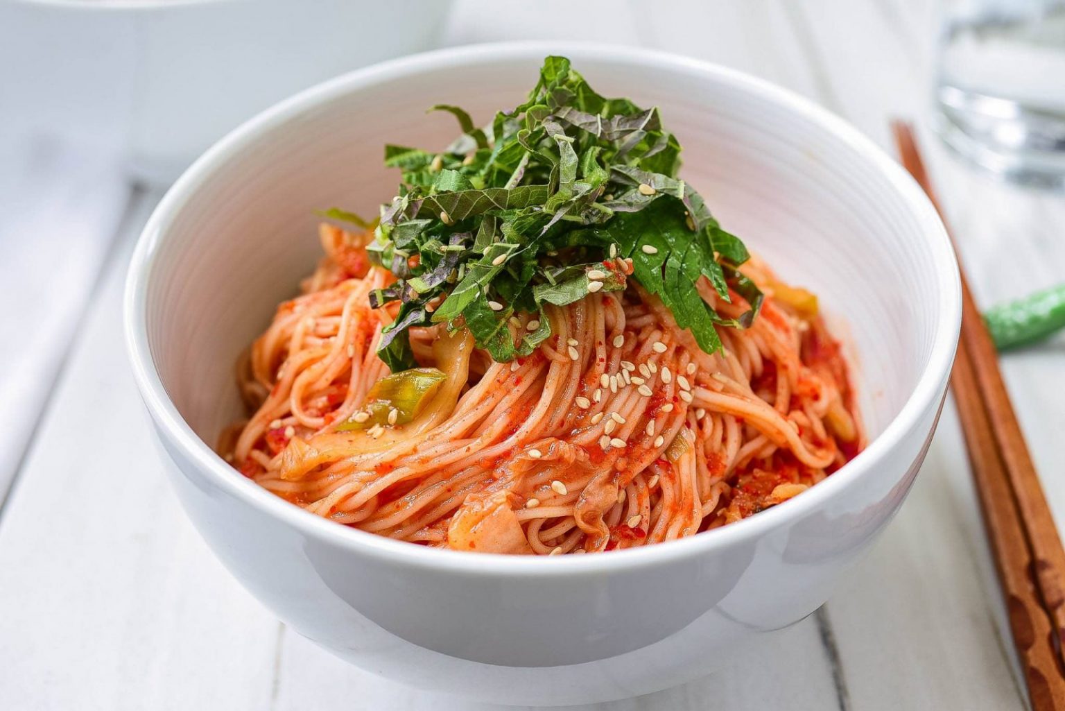 Kimchi Bibim Guksu (Spicy Cold Noodles with Kimchi) Korean Bapsang