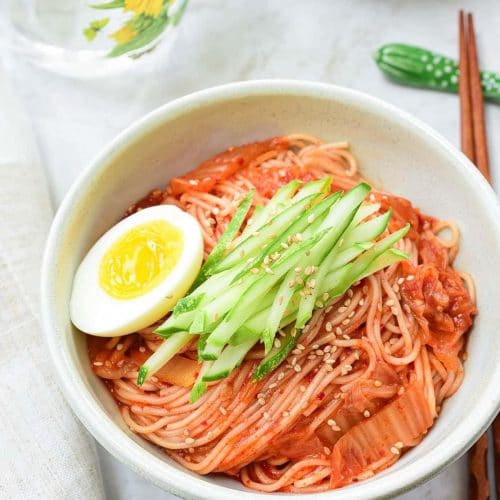 DSC 4873 3 e1615133620457 500x500 - Kimchi Bibim Guksu (Spicy Cold Noodles with Kimchi)