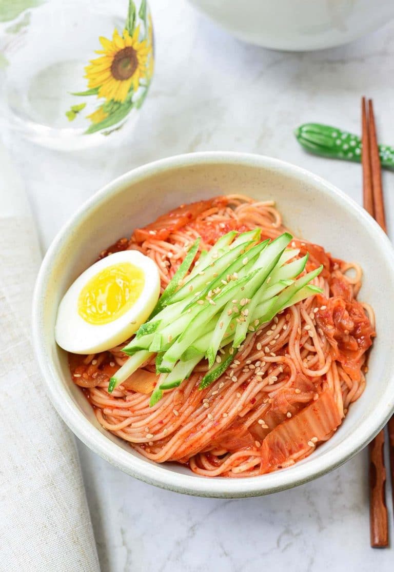 Kimchi Bibim Guksu (Spicy Cold Noodles with Kimchi) Korean Bapsang