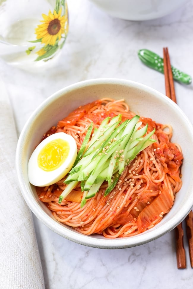 Kimchi Bibim Guksu (Spicy Cold Noodles with Kimchi) Korean Bapsang