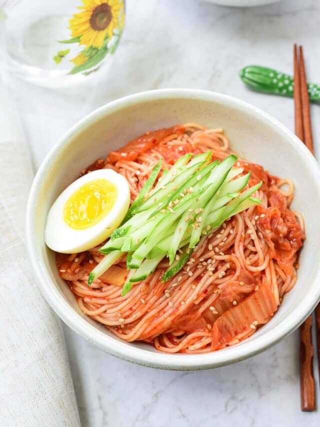 Kimchi Bibim Guksu (Spicy Cold Noodles with Kimchi) Korean Bapsang