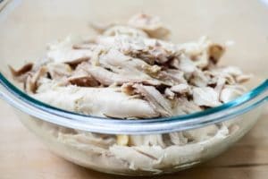 Shredded chicken for chicken soup