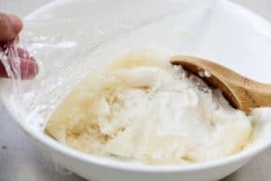 Sweet rice cake made in microwave