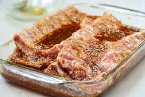 Marinating back ribs in Korean marinade