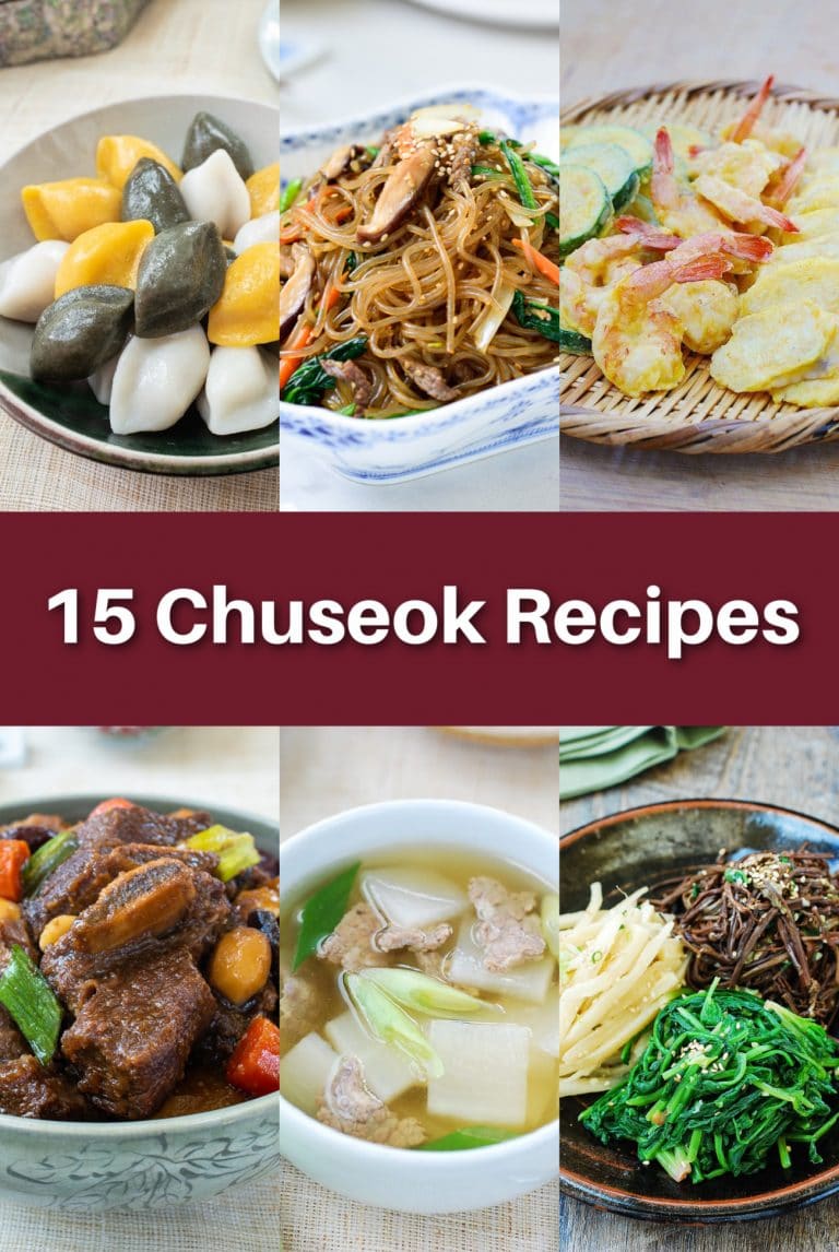 15 Chuseok Recipes 6-photo collage of Korean Chuseok recipes