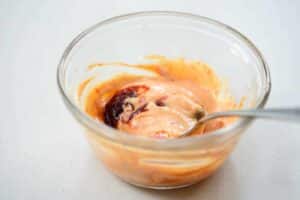 mixing a little bit of gochujang with mayo