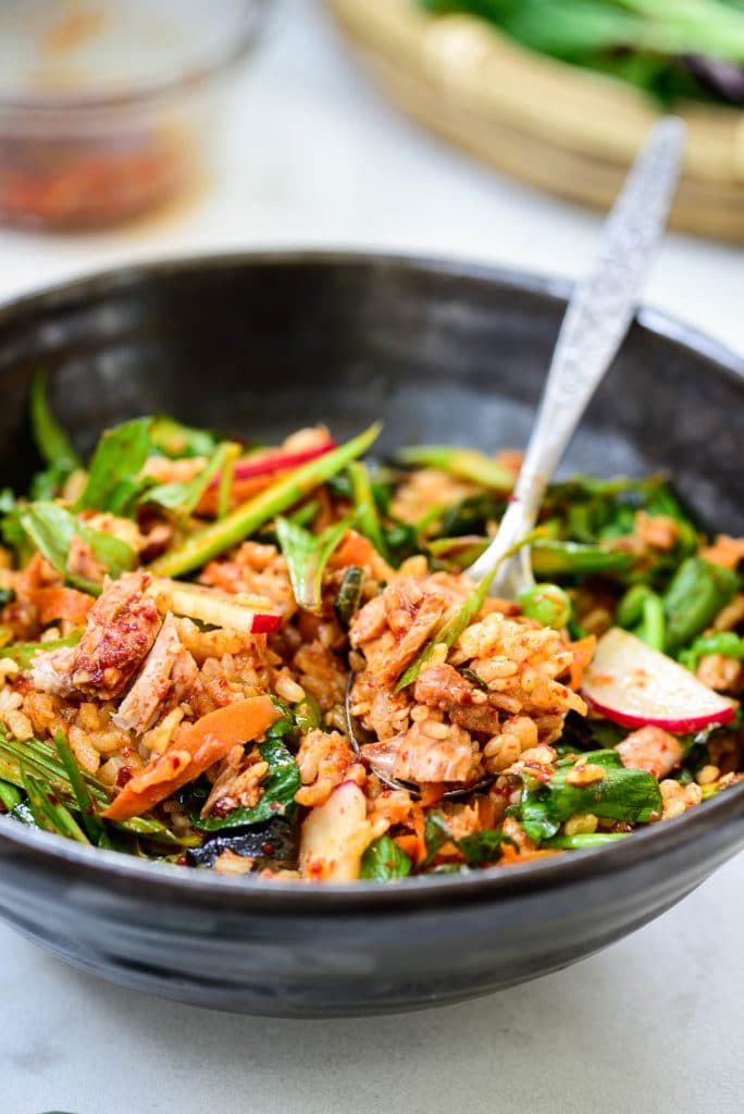 Tuna Bibimbap with Spring Vegetables Korean Bapsang