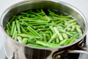 blanching garlic scapes